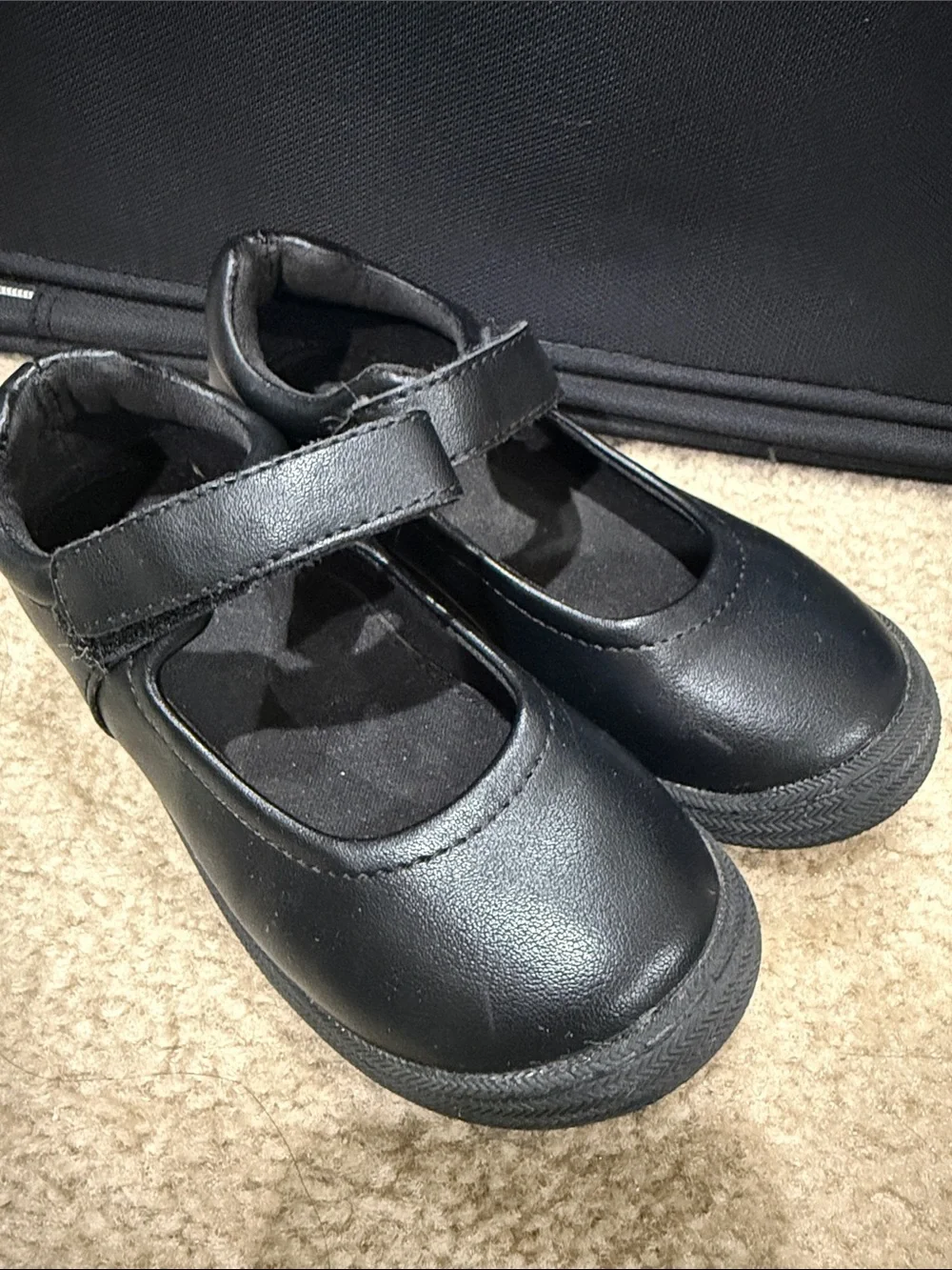 Kids Black Mary Jane Shoes with Hook-and-Loop Strap Size Toddler 11